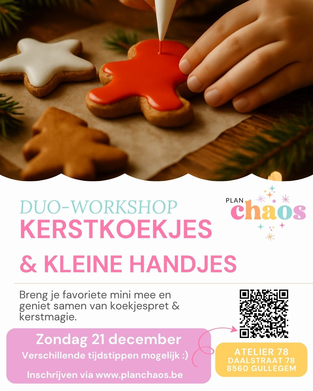 Kerstkoekjes versieren - ouder-kind workshop - Zondag 21 december - Gullegem - Verschillende momenten te kiezen